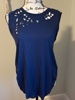 Old Navy Navy Sleeveless Cutout Tank Top